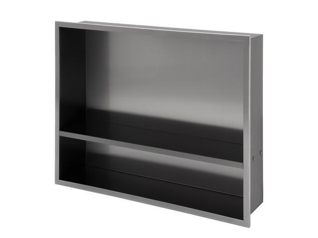 19 x 15 Stainless Steel Shower Niche Double Shelf, Gunmetal Black 19 x 15 Stainless Steel Shower Niche Double Shelf, Gunmetal Black