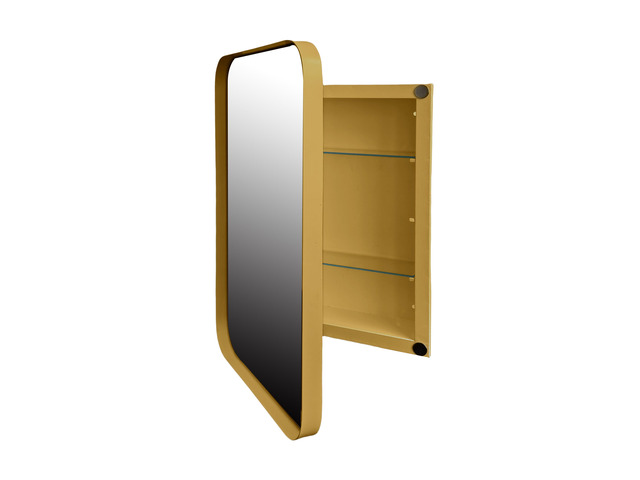 16x24 Inch Recessed Metal Framed Medicine Cabinet with Mirror and Adjustable Shelves Wall Mirror with Storage for Bathroom, Matte Gold