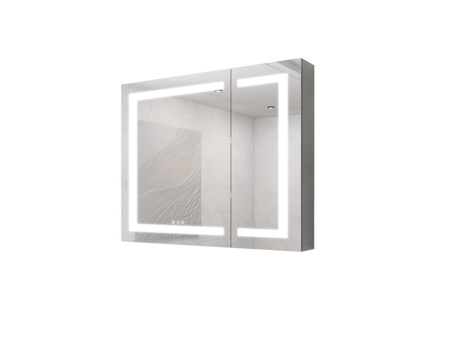 36x30 inch Medicine Cabinet with LED Vanity Mirror, Anti-Fog Recessed or Surface Mount Bathroom Double Door Large Storage 3000K~6000K Bright...