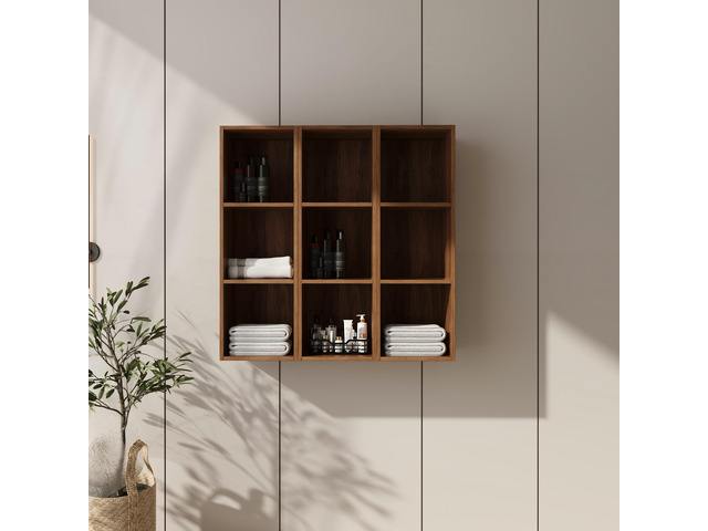 36 Inch Wall Mounted Storage Shelves Combination, Suitable For Small Bathroom, Study, Storage Room, Brown Ebony (KD-Packing)-12*3