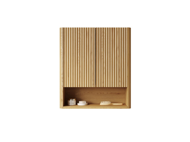 ZULA 26' Wall-Mounted Striped Bathroom Cabinet, with Doors, Shelf and Open Storage Compartment Over The Toilet Storage Cabinet for Bathroom,...
