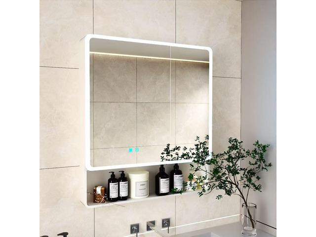 LED bathroom medicine cabinet with single-color white light,Anti-fogging,Easy to install Aluminum-plastic cabinet.(31.5*35.43Two-Door)