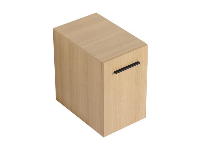 12' Floating Bathroom Vanity Single Door Base Cabinet, Light Oak Plywood Wall-Mounted Storage with Black/Aluminum Handles (Sink Not Included)