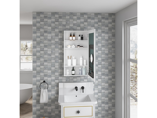 20'' W x 36'' H Surface Frameless Mirror Medicine Cabinet, Beveled Mirror Edges Bathroom Medicine Cabinet, Right opening door