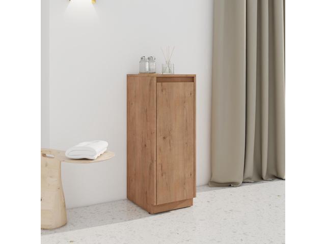 12' Small Freestanding Storage Cabinet, Soft Close Doors, Imitative Oak, Plywood (KD-Packing)