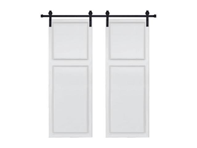 Dual 2-Panel Cottage style door 3/4 thick 38 in. x 84 in. MDF White Barn Sliding Door With Hardware kit