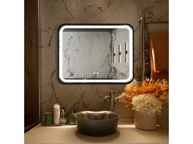 40X32 inch Bathroom Led Classy Vanity Mirror with High Lumen,Black metal frame,Dimmable Touch,Wall Switch Control, Anti-Fog,CRI 95 Adjustable...