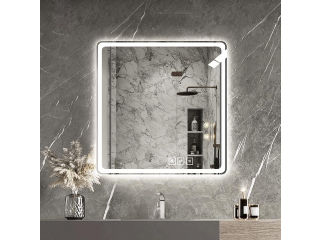 36X36 Inch LED Bathroom Mirror Vanity Mirrors with Front Lights Wall Mounted Anti-Fog Frameless Make Up Mirror with Light 5 mm Copper-Free Silver...