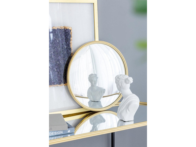 D15' Gold Round Mirror, Circle Mirror with Iron Frame for Living Room Bedroom Vanity Entryway Hallway