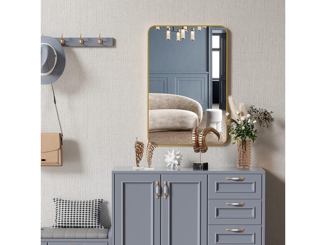 24x36 Inch Gold Metal Framed Rectangular Bathrrom Mirror for Wall.(W2203P183175)