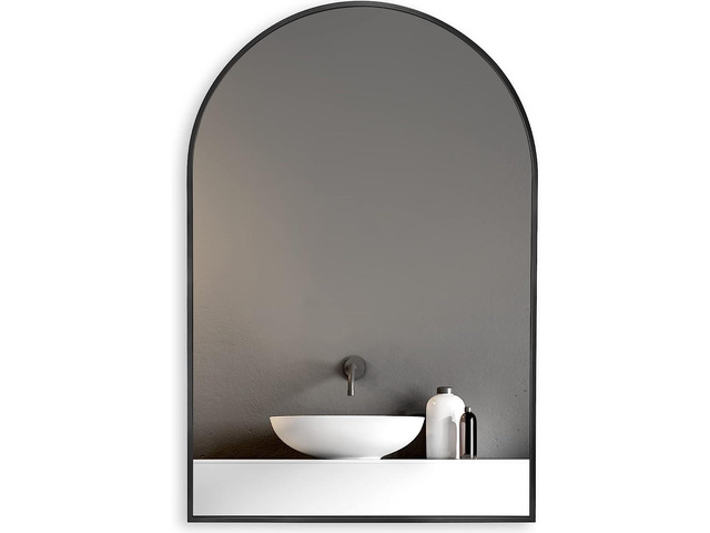 20x30 Inch Black Metal Framed Arched Bathrrom Mirror for Wall.(W2203134104)