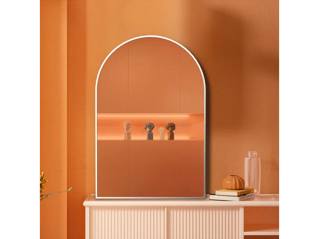 20x30 Inch Silver Metal Framed Arched Bathrrom Mirror for Wall.(W2203134107)
