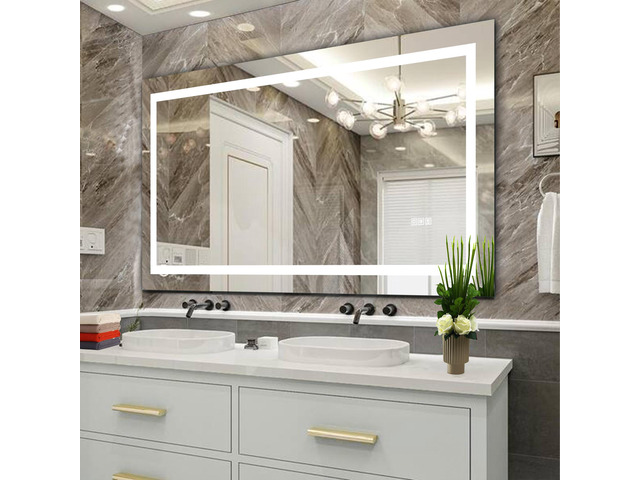 60' x 32' LED Bathroom Mirror with Anti-Fog and Touch Sensor Modern Frameless Lighted Wall Mirror for Bathroom Vanity, Shower Room, or Dressing Area