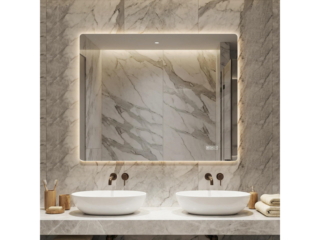 36*30 Inch Bathroom Mirror with Led Lights Front and Backlit, Anti-Fog Lighted Vanity Mirrors for Wall Mounted, 3 Colors and 5 level Dimmable,...