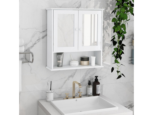 Bathroom Wall Cabinet with Doule Mirror Doors and Shelvs