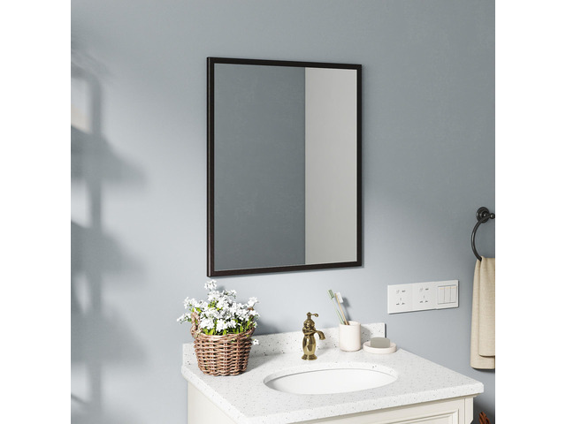 Elevate Your Bathroom Aesthetic with This 24-inch Aluminum Black Mirror!