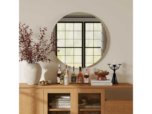 70cm bathroom mirror, round mirror, matte white Backboard