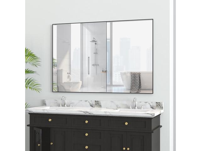 48'x32' Oversized Modern Rectangle Bathroom Mirror with Balck Frame Decorative Large Wall Mirrors for Bathroom Living Room Bedroom Vertical or...
