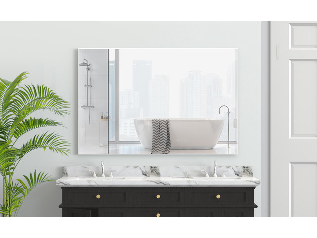 48'x32' Oversized Modern Rectangle Bathroom Mirror with White Frame Decorative Large Wall Mirrors for Bathroom Living Room Bedroom Vertical or...