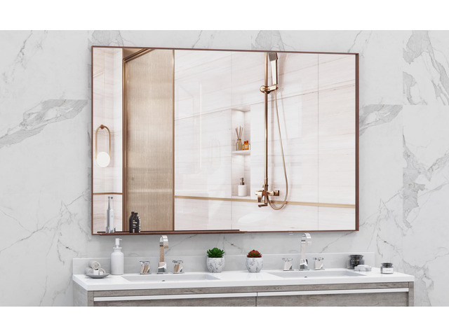 60'x40' Oversized Modern Rectangle Bathroom Mirror with walnut Frame Decorative Large Wall Mirrors for Bathroom Living Room Bedroom Vertical or...