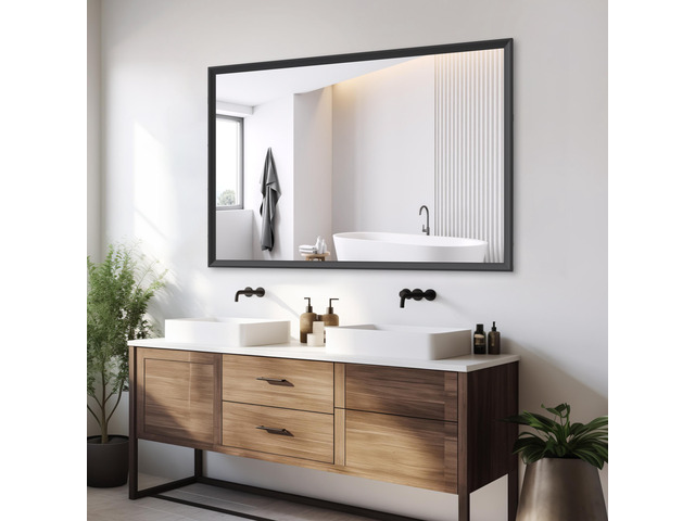 60'x40' Oversized Modern Rectangle Bathroom Mirror with Balck Frame Decorative Large Wall Mirrors for Bathroom Living Room Bedroom Vertical or...