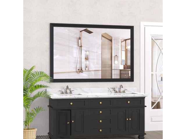 60'x40' Oversized Modern Rectangle Bathroom Mirror with Black Frame Decorative Large Wall Mirrors for Bathroom Living Room Bedroom Vertical or...