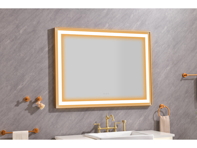 48*36 LED Lighted Bathroom Wall Mounted Mirror with High Lumen+Anti-Fog Separately Control