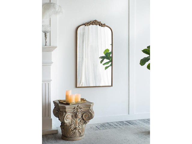 24' x 42' Gold Arch Mirror, Baroque Inspired Wall Decor for Bathroom Bedroom Living Room