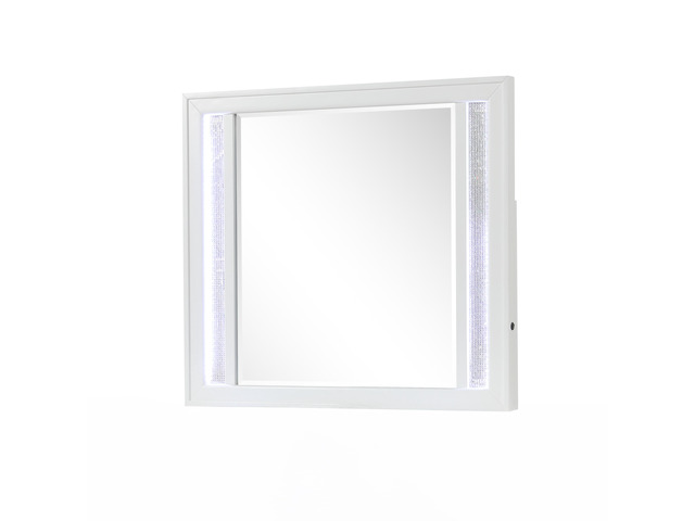 Modern Style Mirror for Dresser Top made with wood frame and LED in White (Includes Only Mirror)