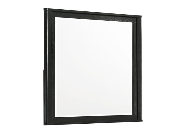 Opel Modern Beveled Bedroom Mirror with Deep Frame Profile in Black (Includes Mirror Only - Dresser Not Included)