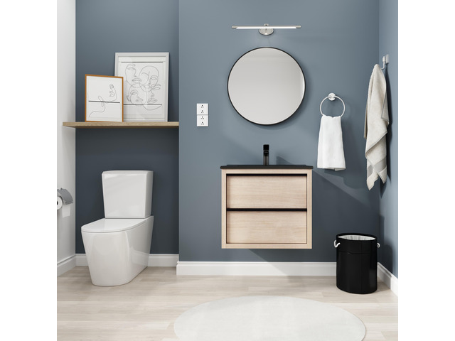 24' Bathroom Vanity, With Black Ceramic Sink And 2 Soft Close Drawers(BVA02524PLO-G-BL9060BK)W1286S00035