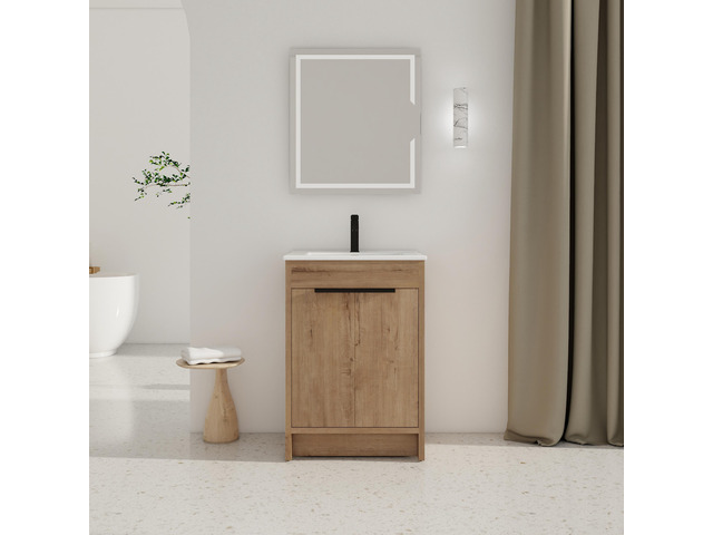 24' Freestanding Bathroom Vanity with White Ceramic Sink & 2 Soft-Close Cabinet Doors ((KD-PACKING),BVB02424IMO-G-BL9060B