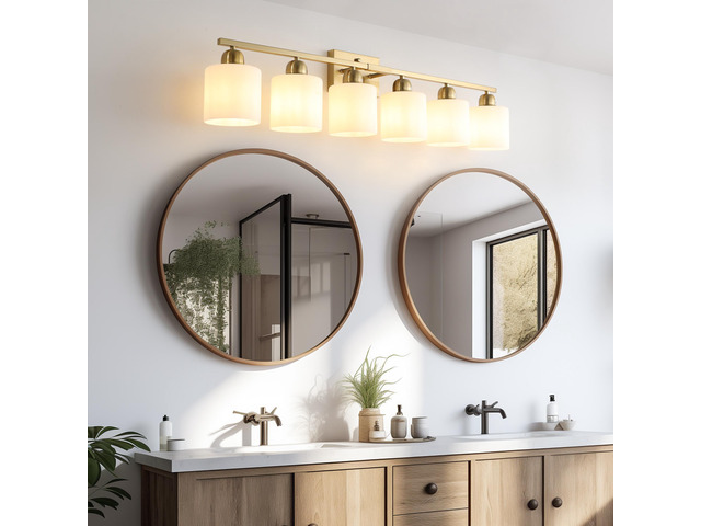 6 Light Gold Bathroom Vanity Light, Gold Bathroom Light Fixtures, 38' Modern Brushed Gold Vanity Lighting Fixtures for Bathroom Over Mirror, Gold...