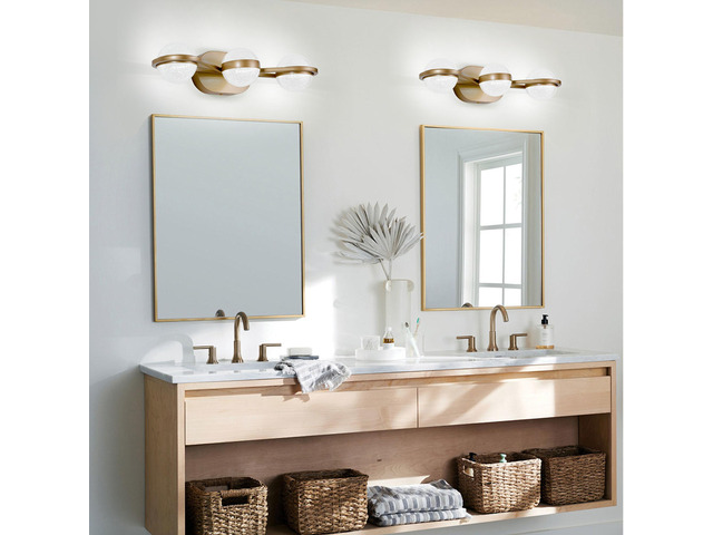 Bathroom Vanity Light, Led 3 Bulb Crystal Sand Acrylic Shades, Wall Mounted Decorative Lighting Fixture, Suitable for Bathroom Vanity Mirror...