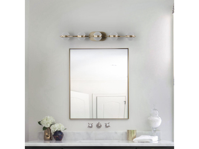 Bathroom Vanity Light, Led 5 Bulb Crystal Sand Acrylic Shades, Wall Mounted Decorative Lighting Fixture, Suitable for Bathroom Vanity Mirror...