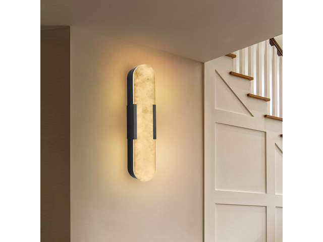 19.7' Natural Marble Wall Sconce, Black Sconces Set Of Two, indoor Modern Bathroom Sconces Wall Lighting for Living Room, Bedroom, Hallway, Stairs