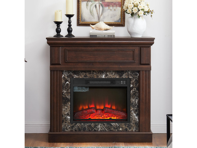 Electric Fireplace With Mantel,Fireplace Mantel Surround With 23' Fireplace Insert, Adjustable Flame, Remote Control, Cherry,41.34'W*14'D*40'H