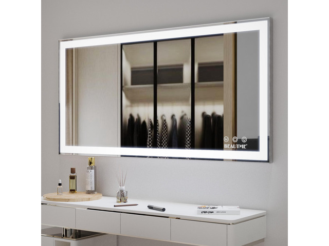 48x24 inch Led Bathroom Vanity Mirror Wall Mounted Adjustable White/Warm/Natural Lights Anti-Fog touch Switch with Memory Modern Smart Large...