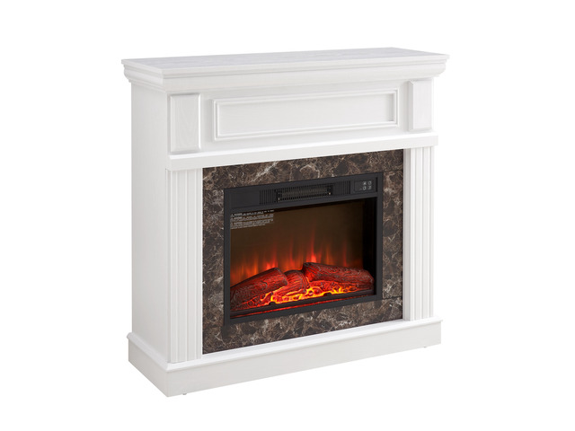 Electric Fireplace With Mantel,Fireplace Mantel Surround With 23' Fireplace Insert, Adjustable Flame, Remote Control-White,41.34'W*14'D*40'H