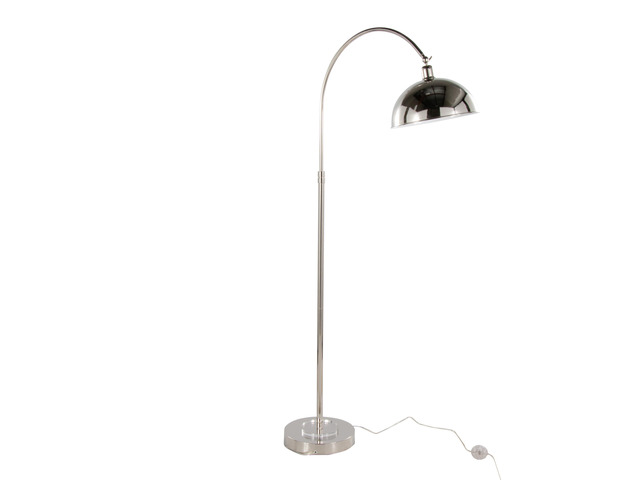 Metal Floor Lamp in Polished Nickel and Clear K9 Crystal with White Metal Accents