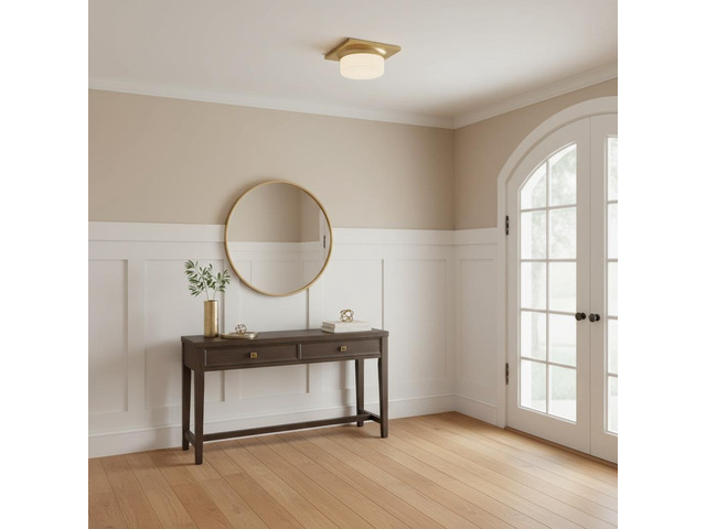 10-in Antique Brass Led Flush Mount