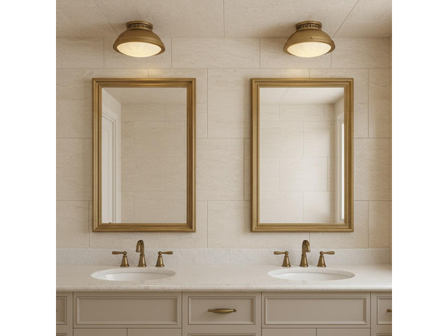 1-Light 11-in Polished Brass Flush Mount