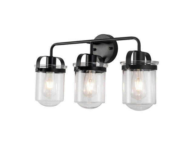 3-Light with Clear Glass Shade, Modern Sconce, industrial indoor Light Fixture for Bathroom Living Room Bedroom Over Kitchen Sink, E26 Socket, ...