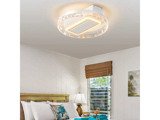 20' Led Bladeless Ceiling Fan Light with Remote Control Modern Flush Mount Ceiling Lamp with Air Circulation and Adjustable Brightness for Living...