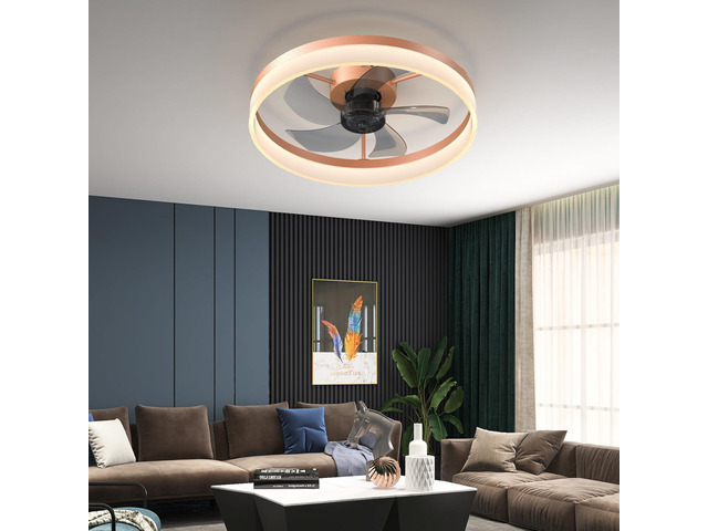 Ceiling Fans with Lights Dimmable Led Embedded installation Of Thin Modern Ceiling Fans(Rose Gold)