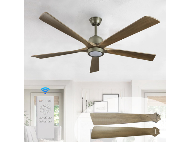 60' Modern Wood Ceiling Fan with Light and Remote Control,6-Speed Noiseless Reversible Dc Motor, Ceiling Fan for Kitchen Dinning Living Room