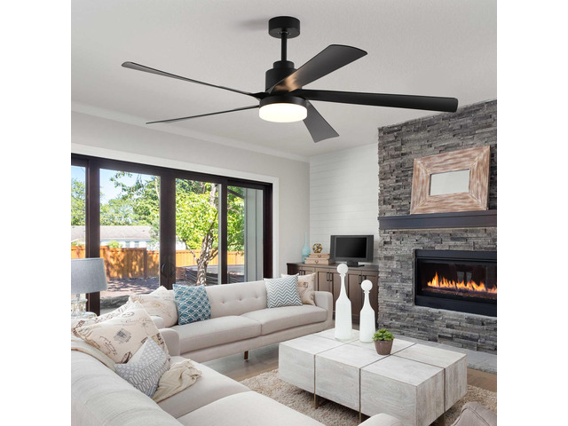 65 inch Black Ceiling Fan with Light, 5-Blade Dimmable Led Ceiling Fan with Remote Control, Modern Quiet Design for Living Room and Bedroom...
