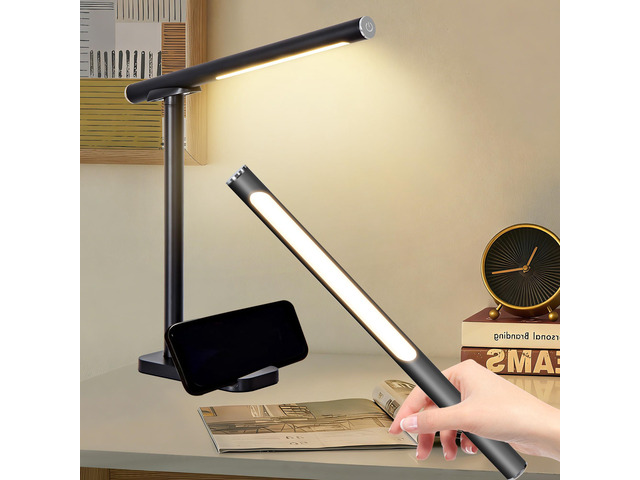 Led Desk Lamp 360°Adjustable, Usb Charging Port, 5 Light Modes & Dimmable Brightness, Bedside Lamp for Reading, Craft, Work, Study(Black)