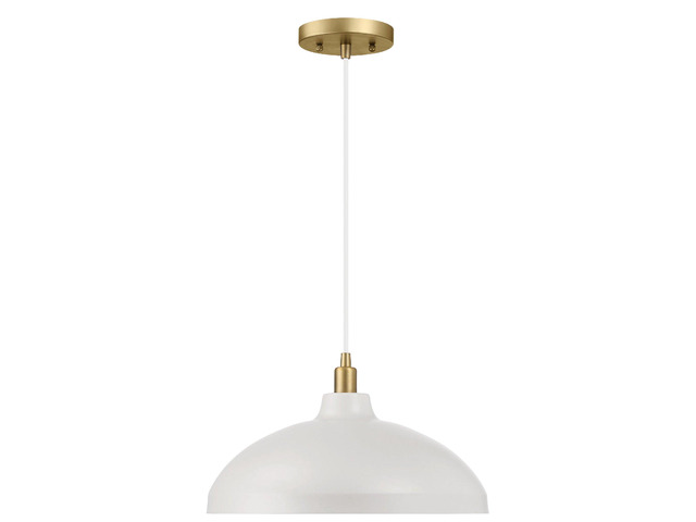 Astral Single Light White Pendant Lamp with Golder Brass Finish for Entrance Kitchen Island 14'D × 8'H