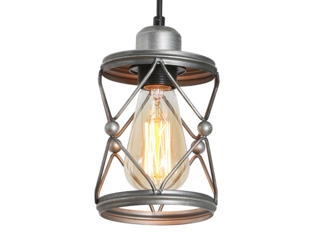 industrial Pendant Lighting for Kitchen Island, Rustic Mini Cage Pendant Light, Farmhouse Pendant Lamp with Silver Grey Adjustable for Dining Room,...